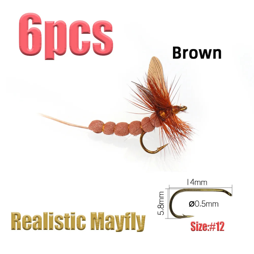 3pcs/6pcs Mayfly Trout Flies