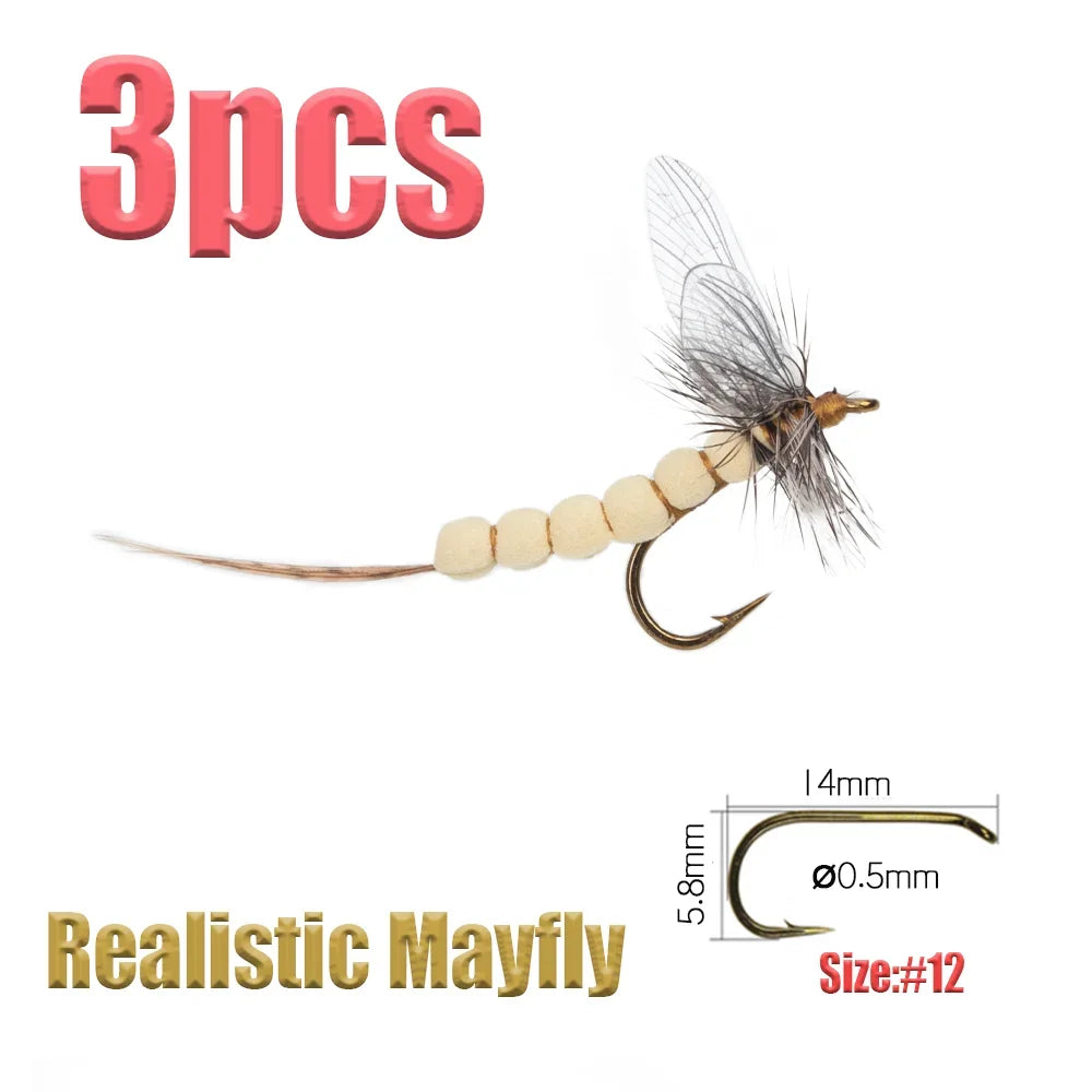 3pcs/6pcs Mayfly Trout Flies