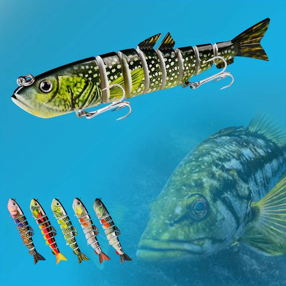 Realistic fishing lure with a close-up of a fish on a blue underwater background