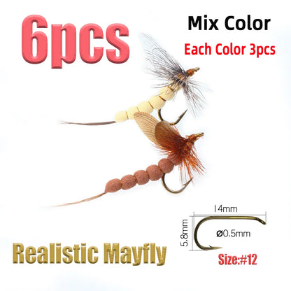 3pcs/6pcs Mayfly Trout Flies