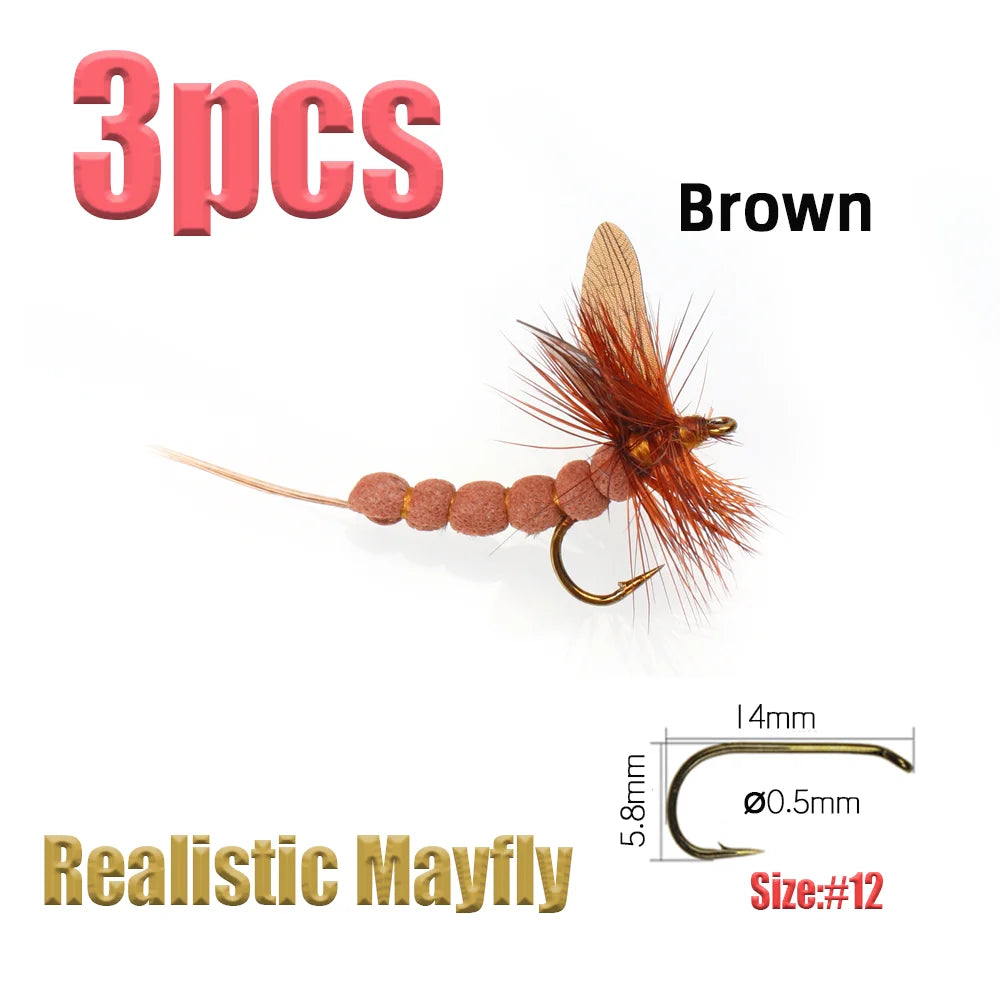 3pcs/6pcs Mayfly Trout Flies